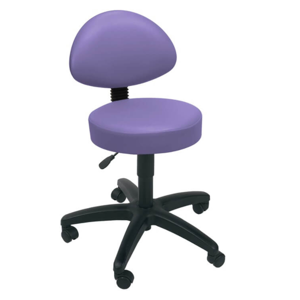 Gas Lift Examination Stool with Back Rest - Lilac