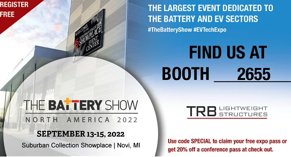 TRB Lightweight Structures all charged up for The Battery Show North America 2022