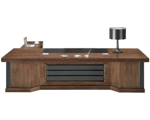 Suppliers Of Grand Executive Office Desk with Black Leather Modesty Panel - With Pedestal and Side Return - 2800mm to 3800mm - K5B321 UK