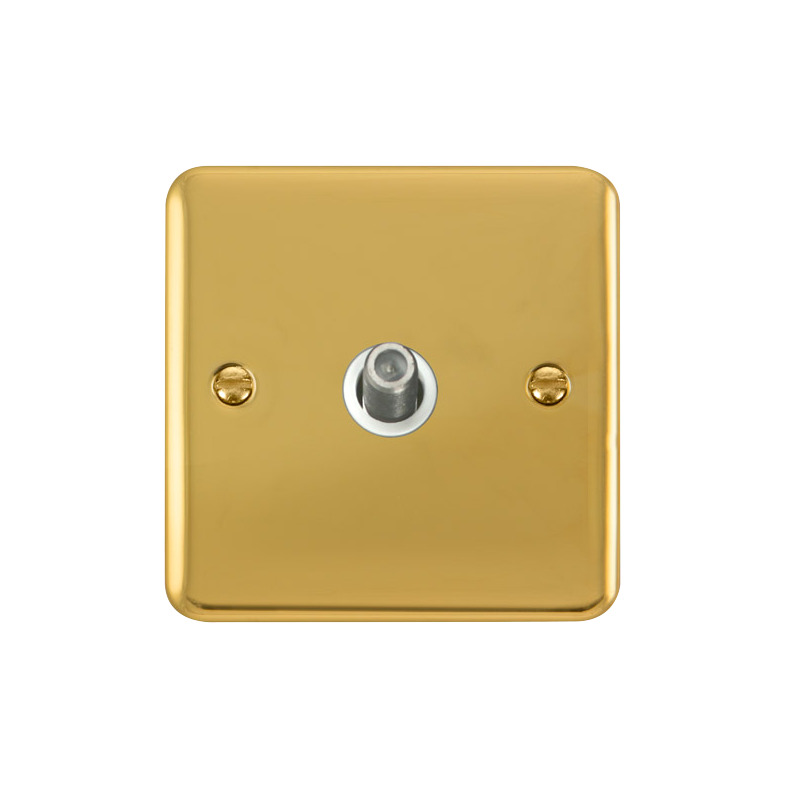 Click Deco Plus Twin Non-Isolated Single Satellite Outlet Polished Brass White Inserts