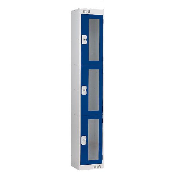 Vision Panel 3 door lockers For The Retail Sector