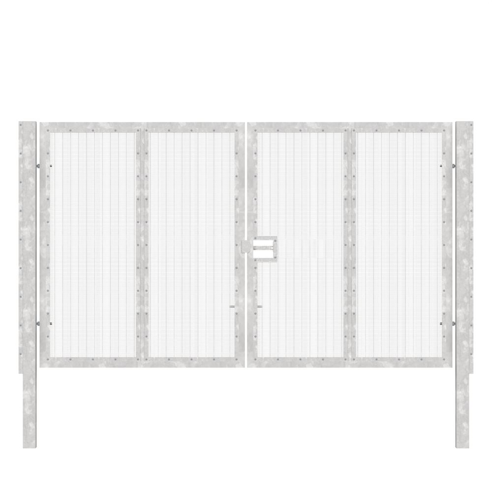 358 Wire Double Leaf Gate H 2.4 x 4mGalvanised Finish, Concrete-In