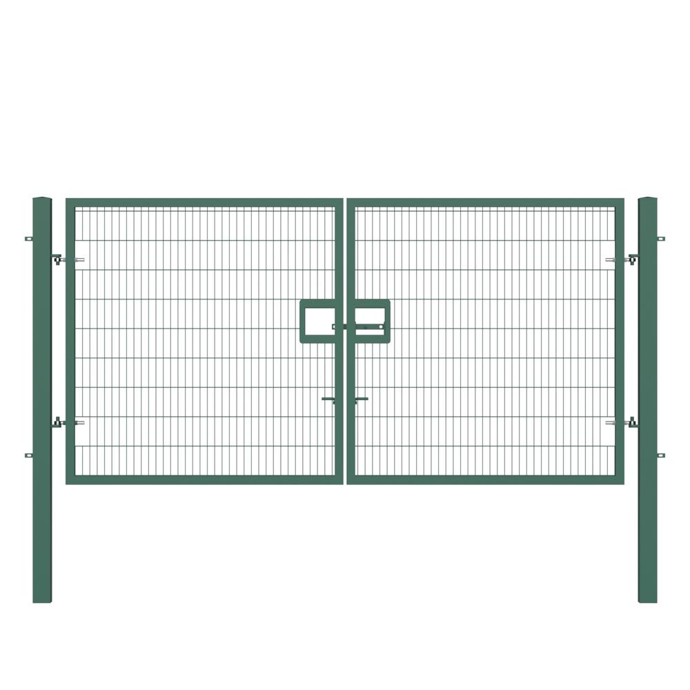 Twin Wire Double Leaf Gate 2.0H x 4mGreen Powder Coated Finish  Concrete-In