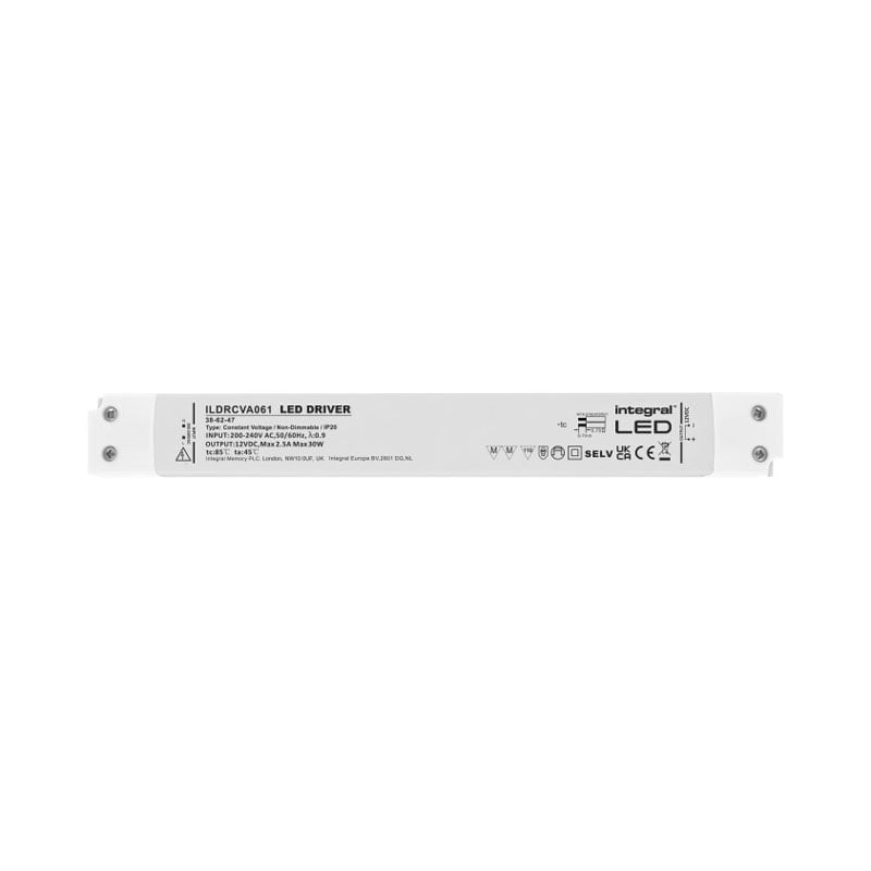 Integral Long & Slim Non Dimmable 12V DC IP20 LED Strip Driver 30W