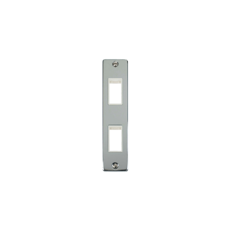 Click Deco 2G MiniGrid Double Aperture Unfurnished Architrave Plate Polished Chrome White Inserts