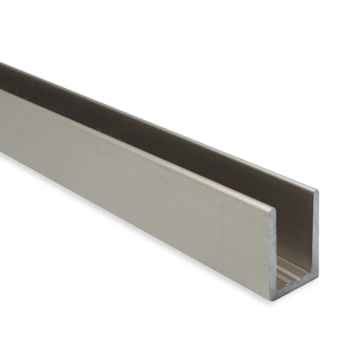 2,350mm Brushed Nickel Aluminium Glazing Channels – up to 10mm Glass