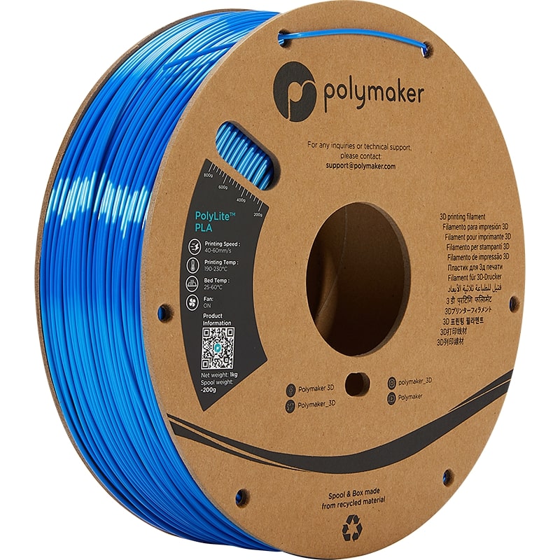 PolyMaker PolyLite PLA 1.75mm Silk Blue 3D printer filament 1Kg