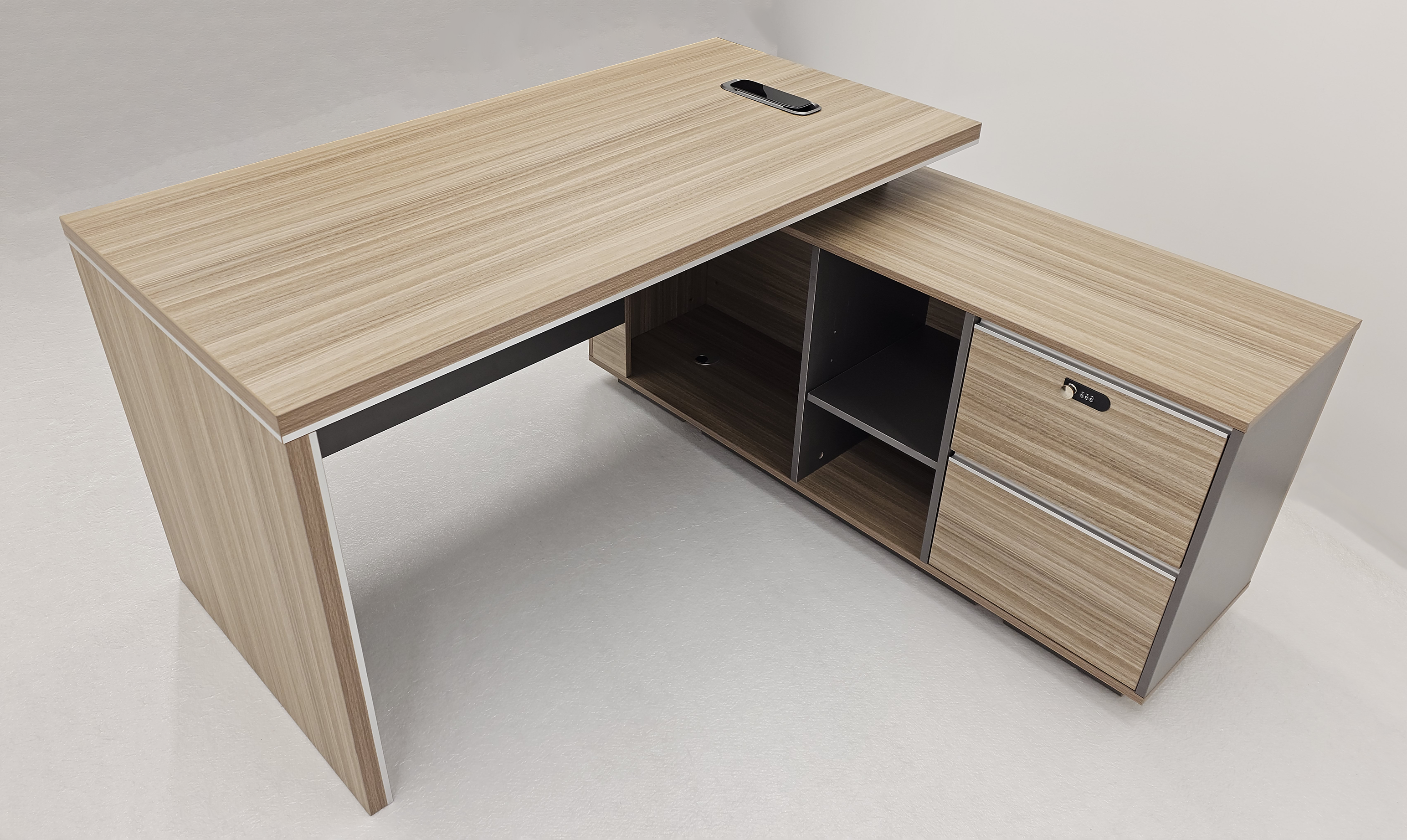 Modern Home Golden Oak Corner Executive Office Desk with Integrated Storage - 1400mm - PM02-D01-14 UK