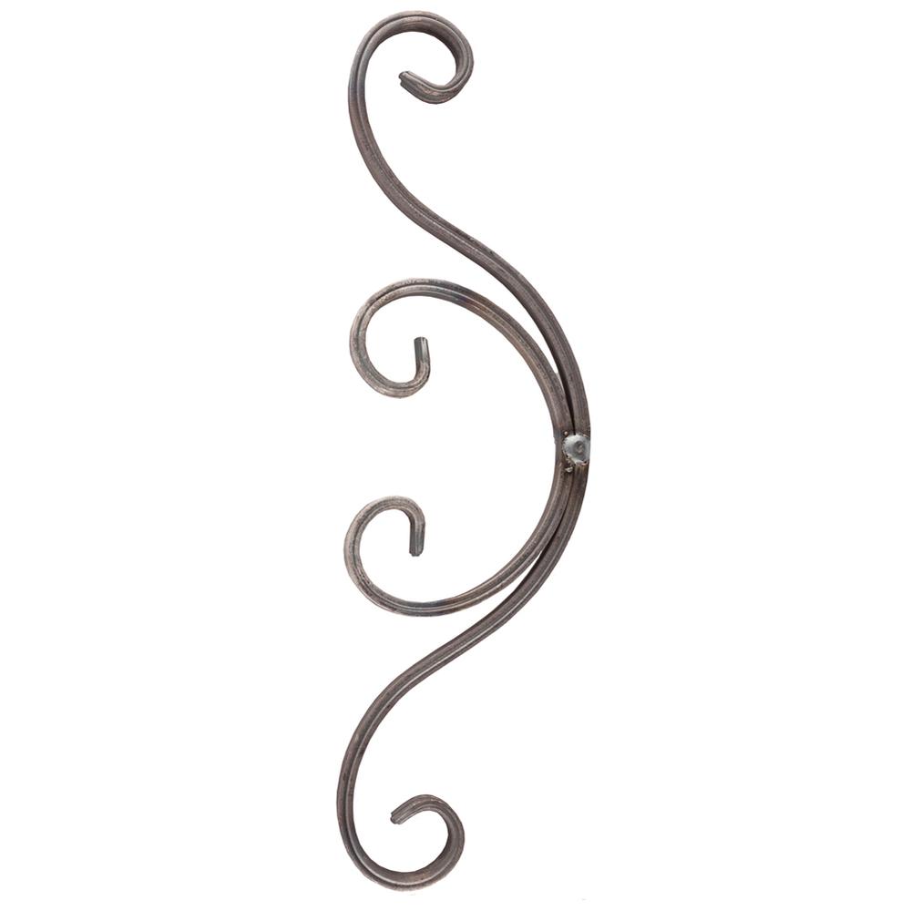 Decorative Scroll - H 360 x W 110mmFluted - 12 x 6mm Flat Bar