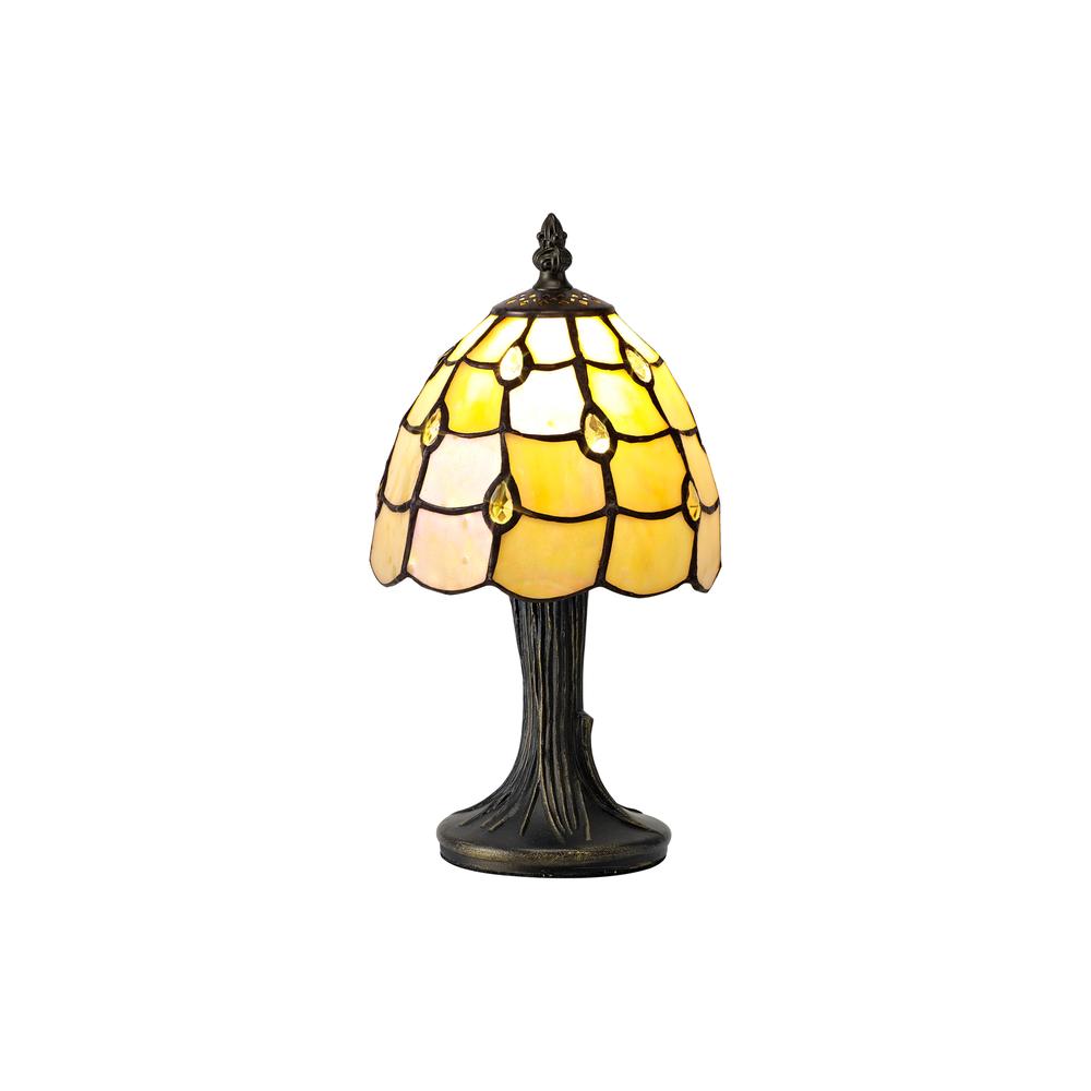 Luxuria Luna Tiffany Table Lamp 1xE14 Black/Gold Beige/Clear Crystal Shade