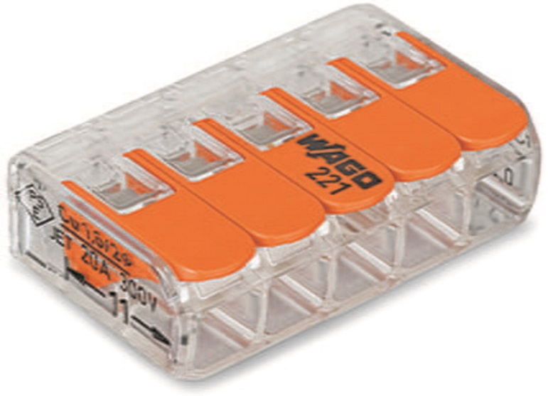 Wago 221-415 Compact 5-Port Lever Clamp Connector
[W221-415]