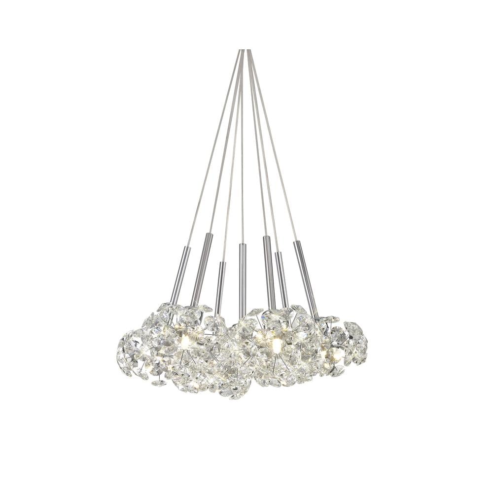 Luxuria Paramount 51cm 7 Light G9 1.5m Cluster Pendant With Polished Chrome And Crystal Shade