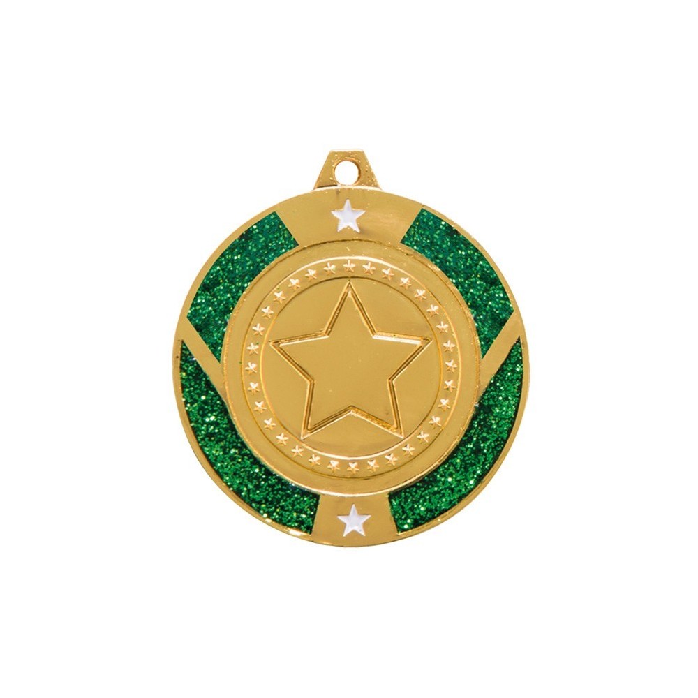 Suppliers Of Green Glitter Star Medals - Gold/Silver/Bronze Hertfordshire