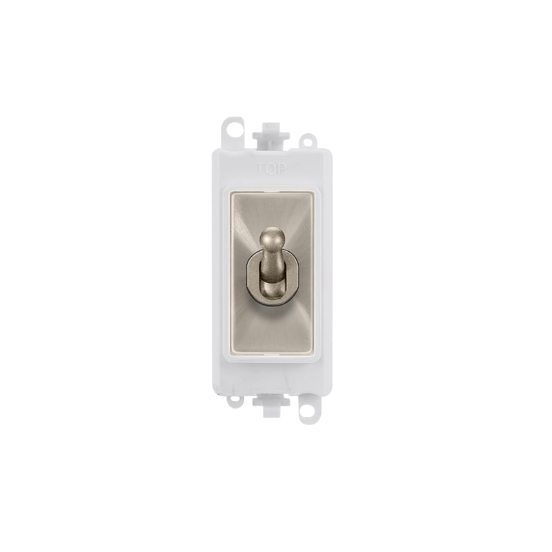 Click 20AX Brushed Stainless 20AX 2 Way Toggle Switch Module Insert Polar White