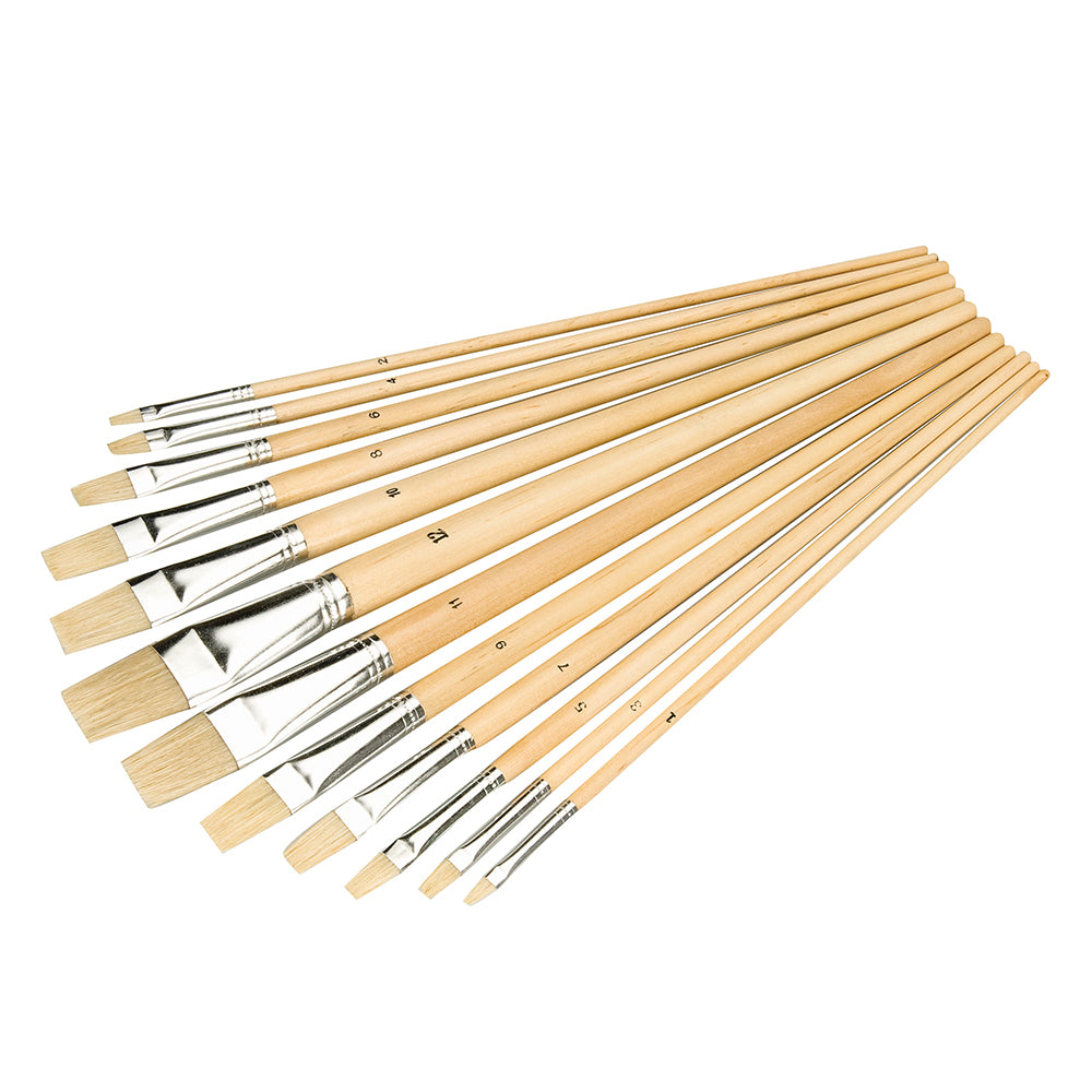 Silverline 633927 Artists Paint Brush Set 12pce Flat Tips