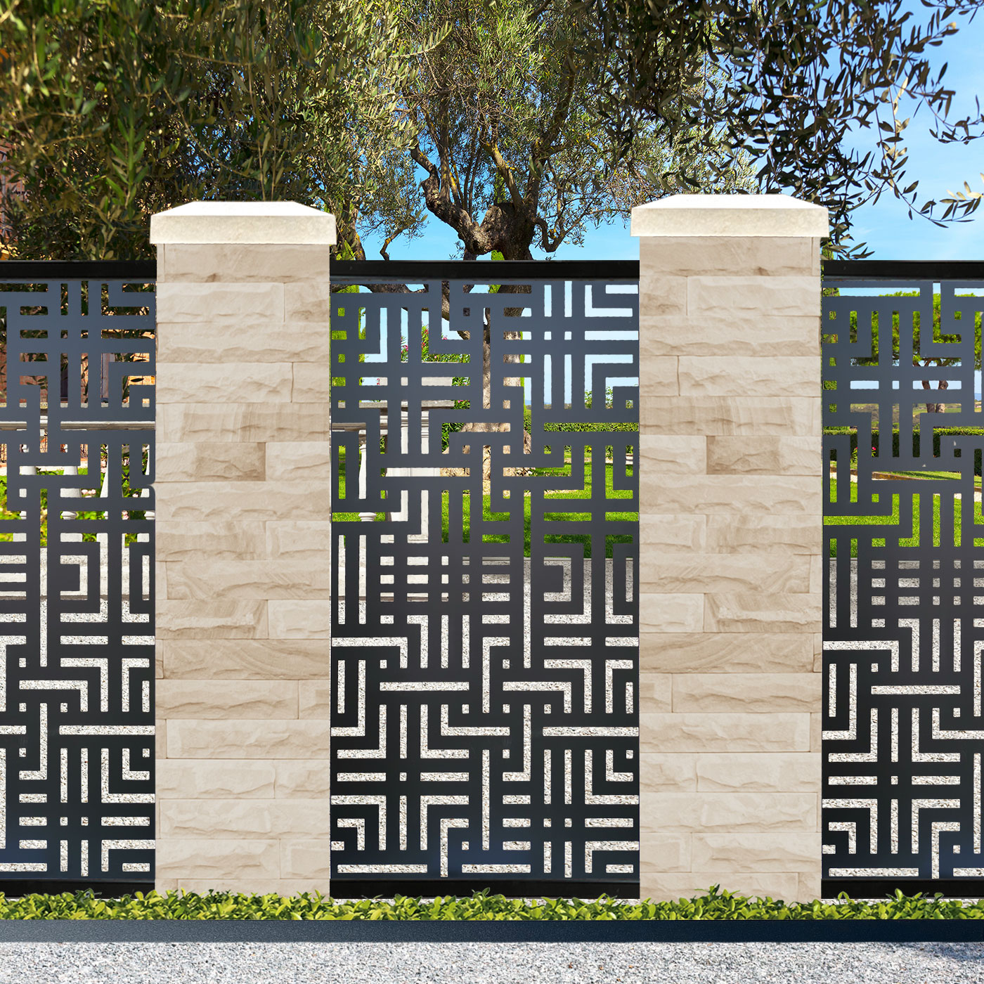 Black Labyrinth Garden Screens for Piers 