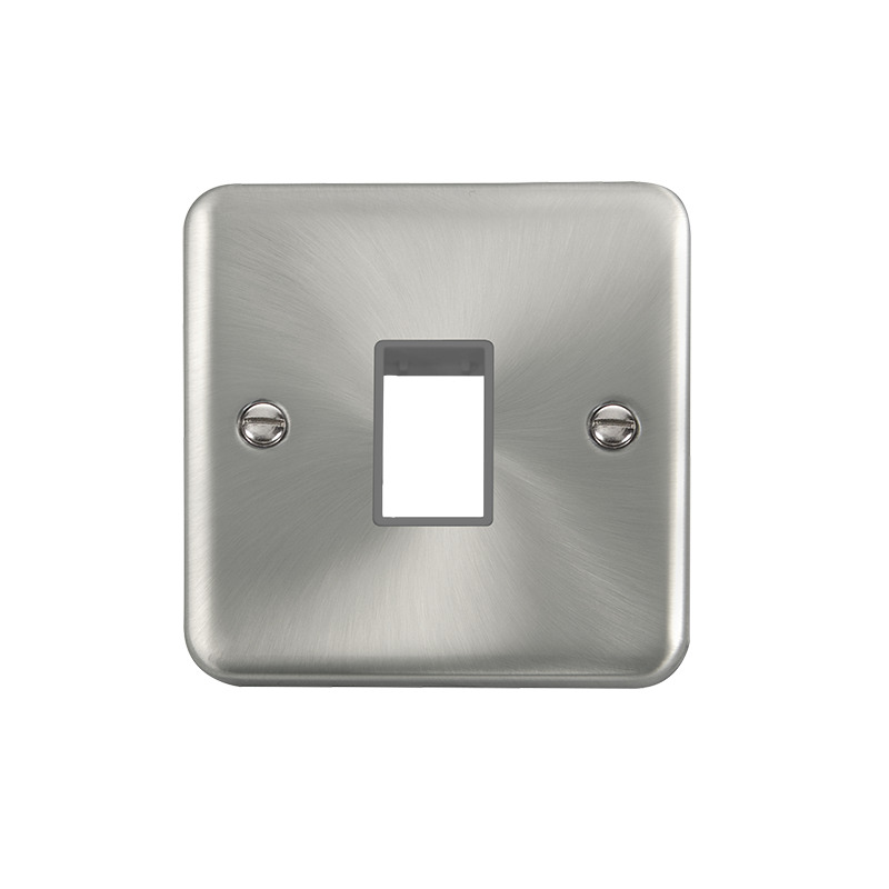 Click Deco Plus MiniGrid 1 Aperture Face Plate Satin Chrome Grey Inserts