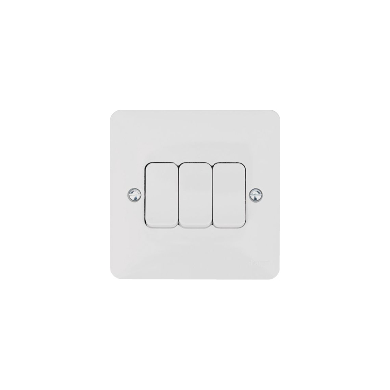 Hager Sollysta 10AX 3 Gang 2 Way Wall Switch White