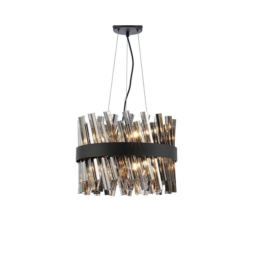 Luxuria Sylph 40cm 10 Light G9 Pendant Round Satin Black / Smoke