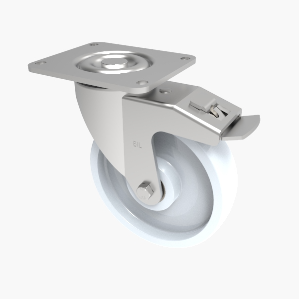 Nylon Plate Swivel Castor Brake 200mm 1000kg Load