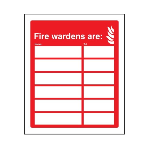 Fire Wardens Are (6 Names and Numbers) - Adapt-a-Sign