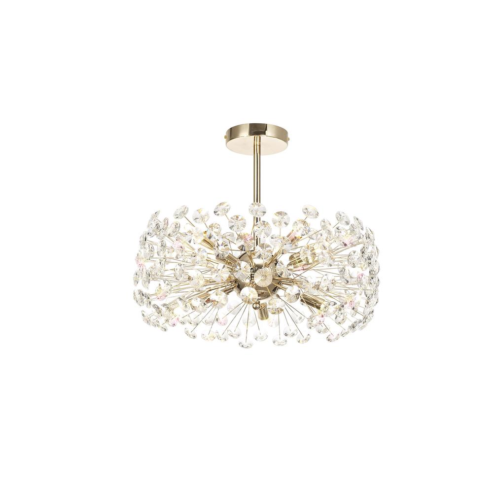 Luxuria Paramount 45cm Semi Flush Pendant 8 Light G9 French Gold/Crystal