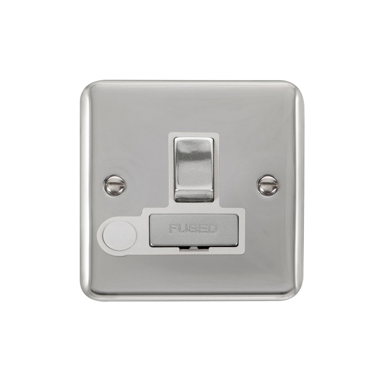 Click Deco Plus Switched Fused Spur Polished Chrome White Inserts Flex Outlet