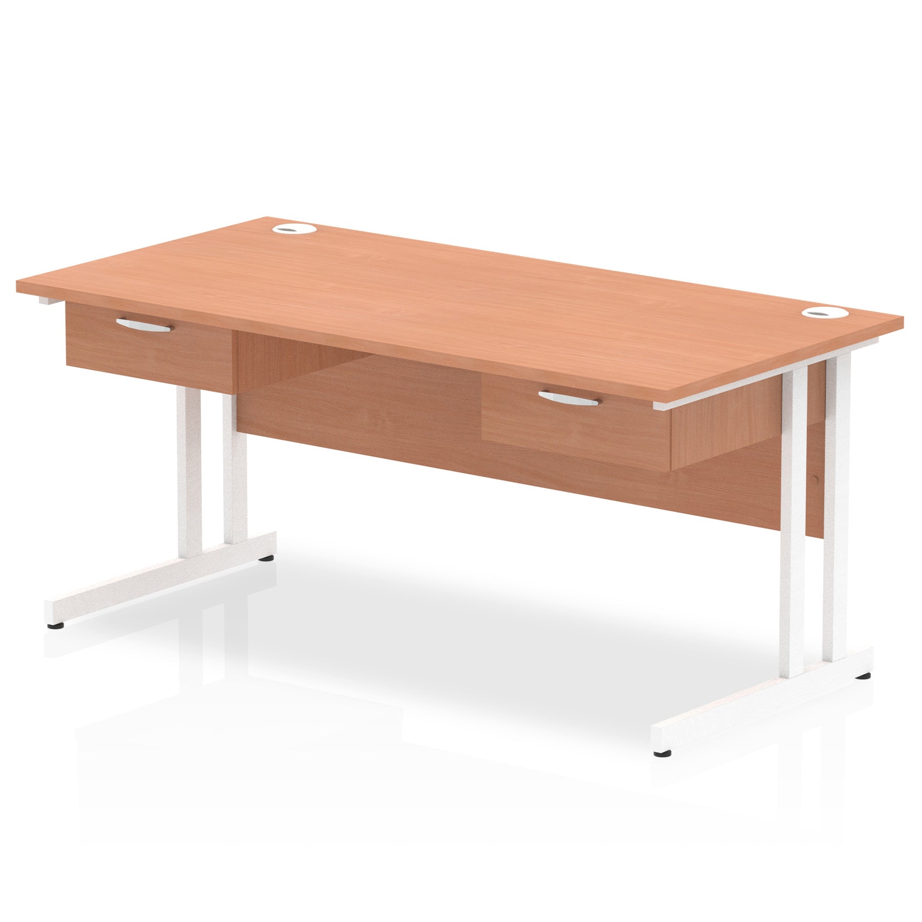 Suppliers Of Impulse Cantilever Straight Desk White Frame With 2x One Drawer Fixed Pedestals - 1600mm or 1800mm - Multiple Colour Options UK