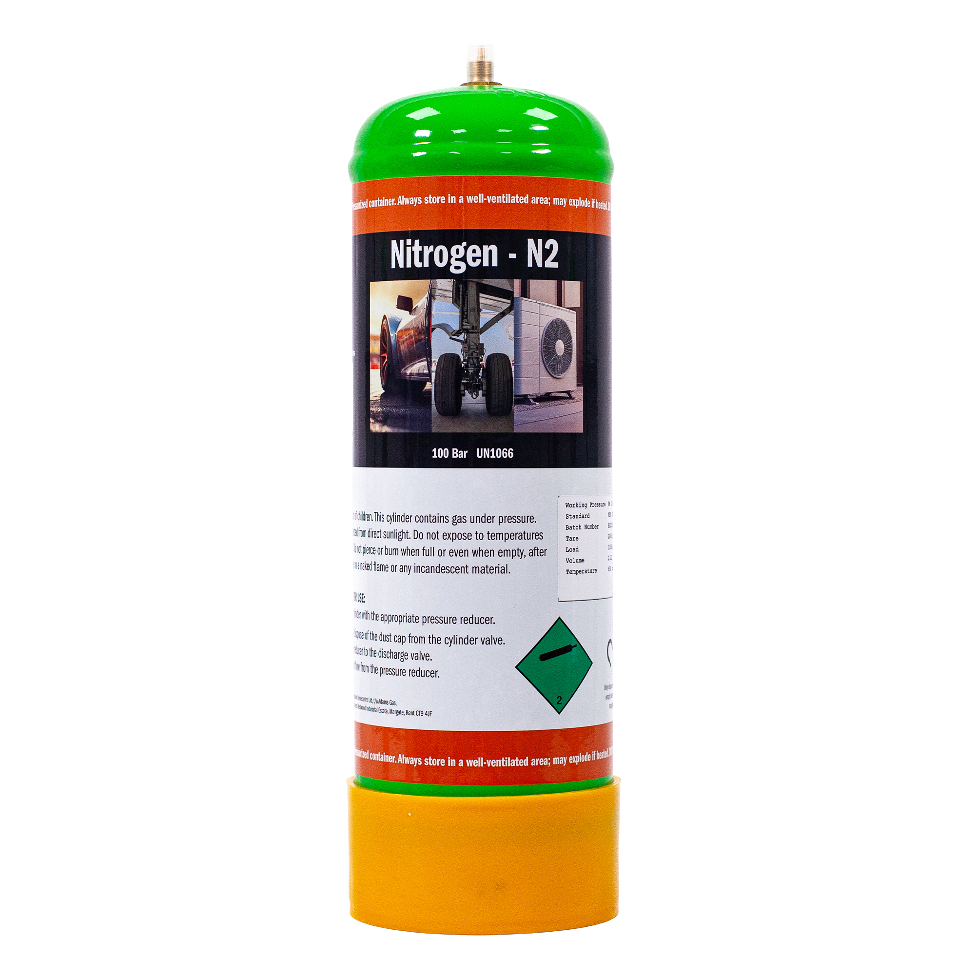 Nitrogen (N2) disposable gas bottle cylinder for plumbers and air con installers 2.2L – M10-1RH