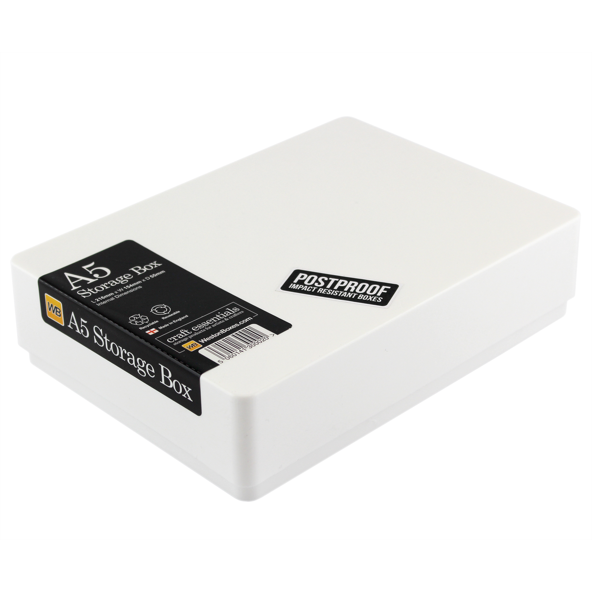 A5 Plastic Storage Box, White, Opaque, TOUGH - Trade
