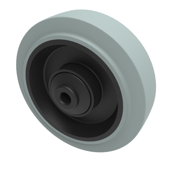 Grey Elastic Rubber 65shore A 125mm Ball Bearing Wheel 250kg Load