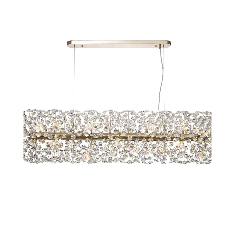 Luxuria Paramount Oblong Linear Pendant 14 Light G9 French Gold / Crystal (44 extra sets of crystal)