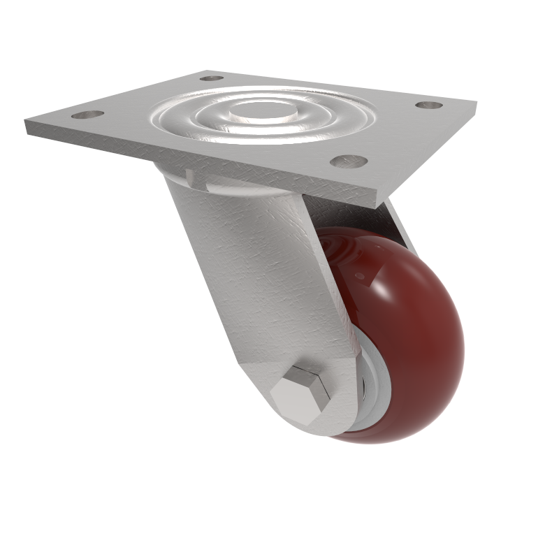 Ergonomic Polyurethane Plate Swivel Castor 100mm 350kg Load