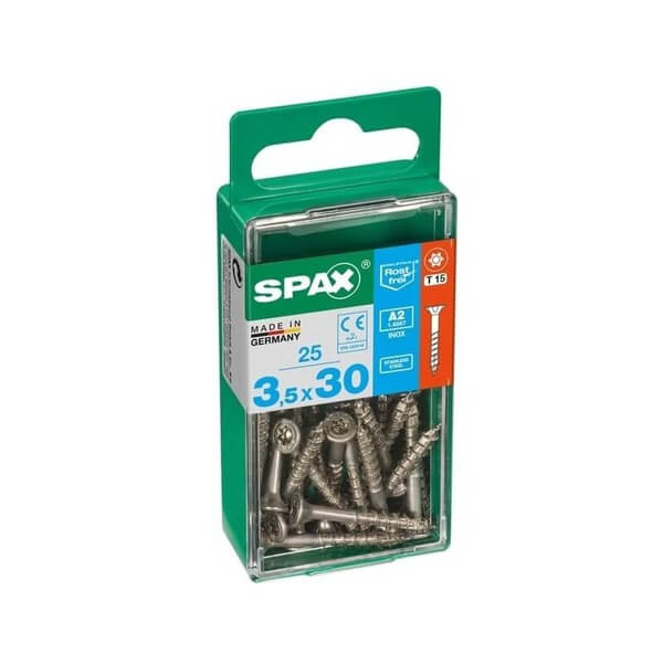 SPAX S-Steel T-STR F-CSK Screws 3.5x30mm (25)