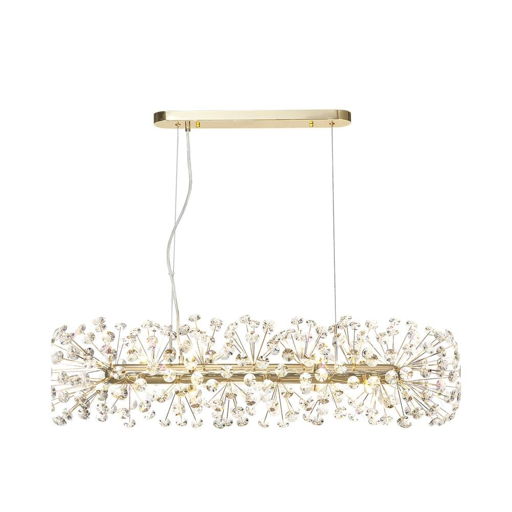 Luxuria Paramount Oblong Linear Pendant 10 Light G9 French Gold/Crystal