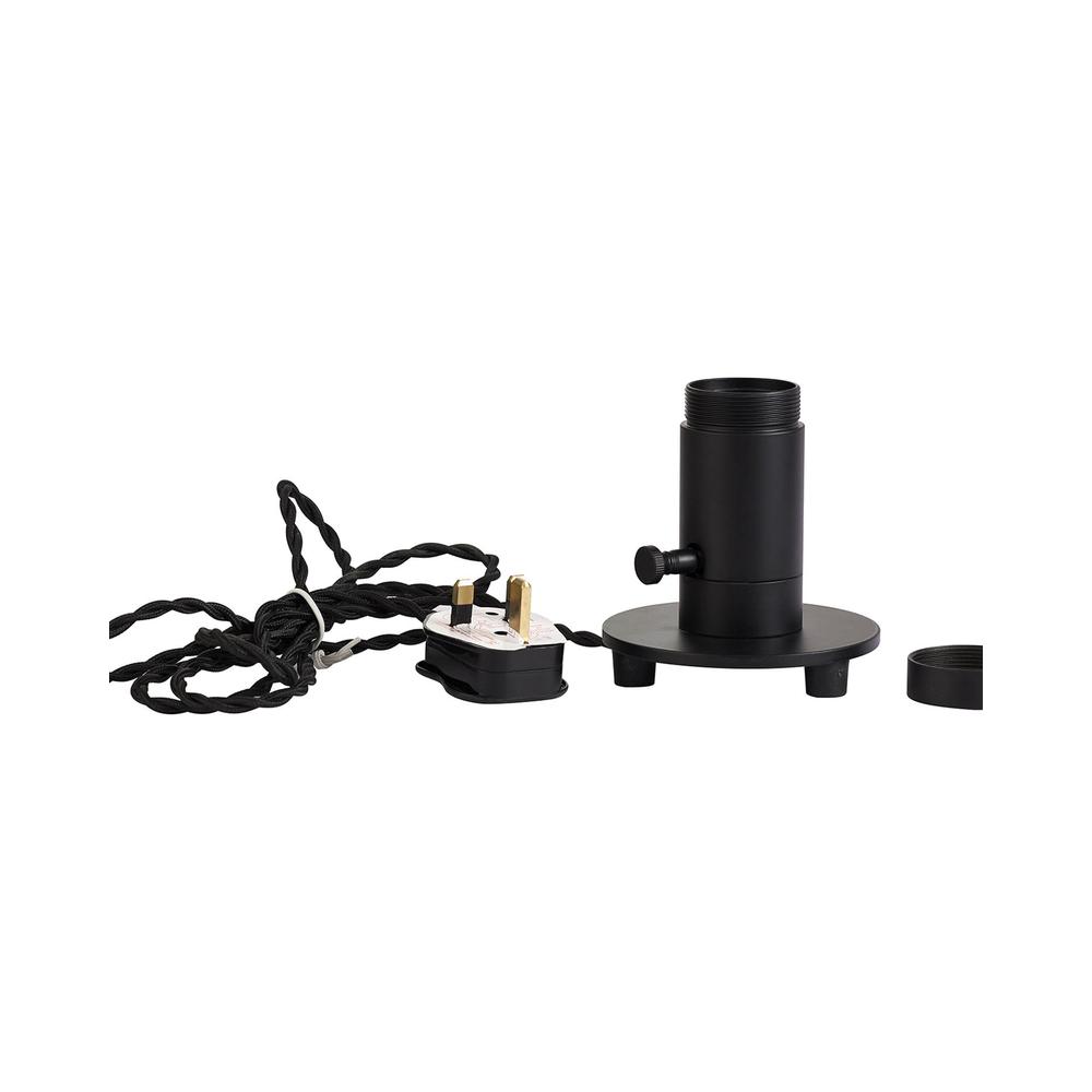 Luxuria Glorelle Table Lamp 1 Light Black With Black Braided Twisted Cable E27 (Max 60W) Suitable For Shades & Cages