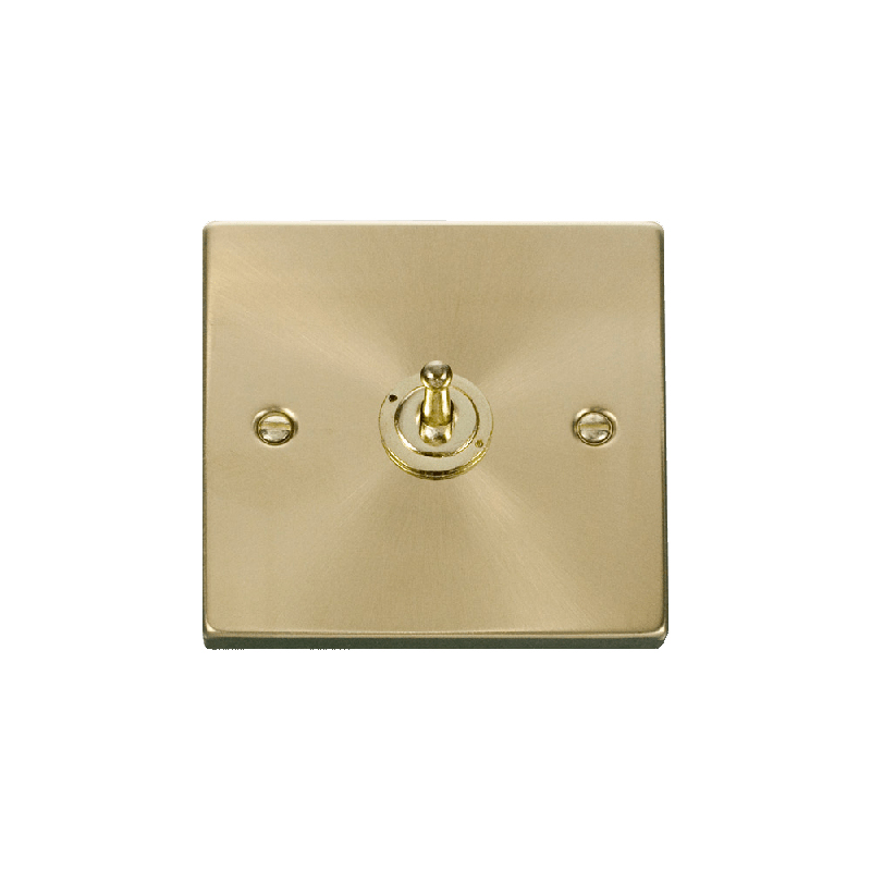 Click Deco 1 Gang 2 Way 10AX Toggle Switch Satin Brass