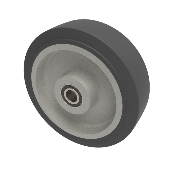 Elastic Rubber on Aluminium 250mm Ball Bearing Wheel 625kg Load