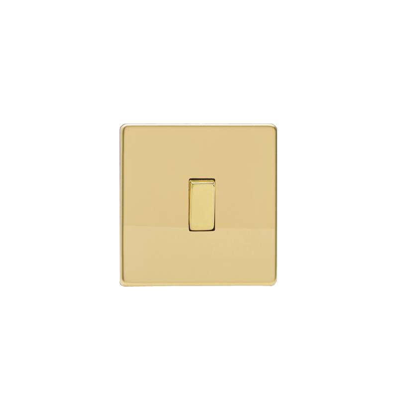 Varilight Screw Less Flat Plate Switch 1G Polished Brass