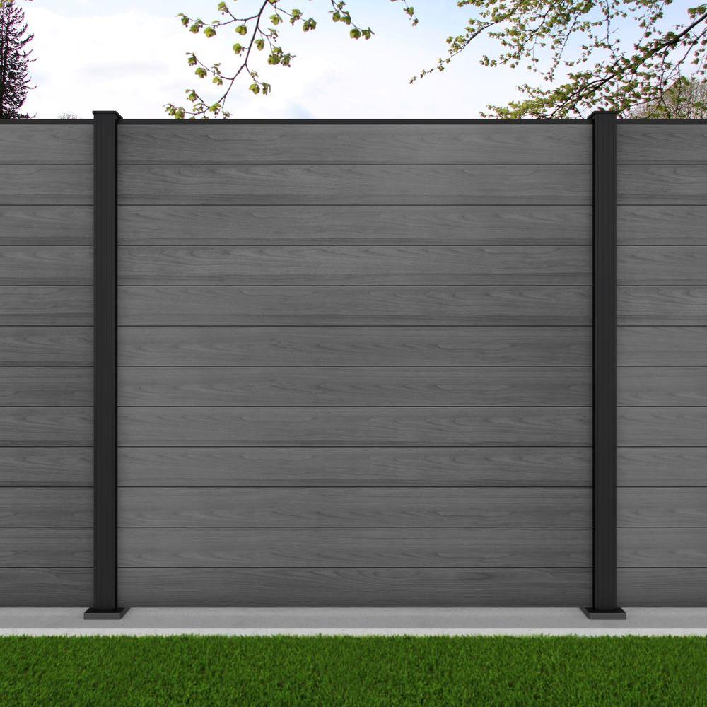 1.8m Connect Grey Wood Effect - Black Sand Bolt Down Posts - Metre Price 
