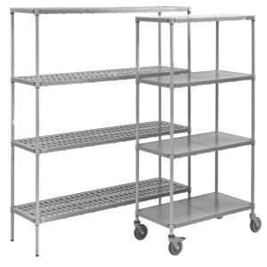 Manoeuvrable Stainless-Steel Shelves with Wheels