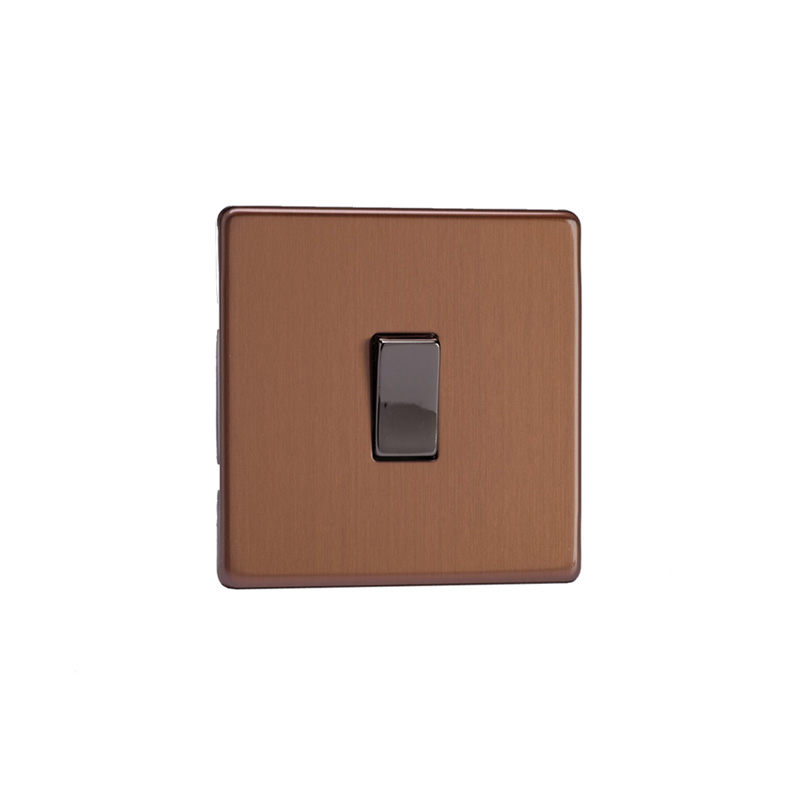 Varilight Urban 1G 10A Intermediate Rocker Switch Brushed Bronze Screw Less Plate