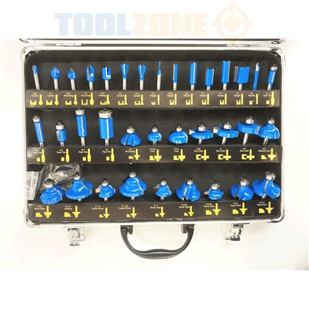 Toolzone 35Pc 1/4" Shank Router Bit Display in Case