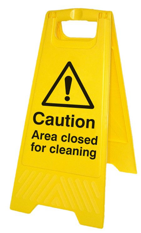 Caution area closed for cleaning (free-standing floor sign)