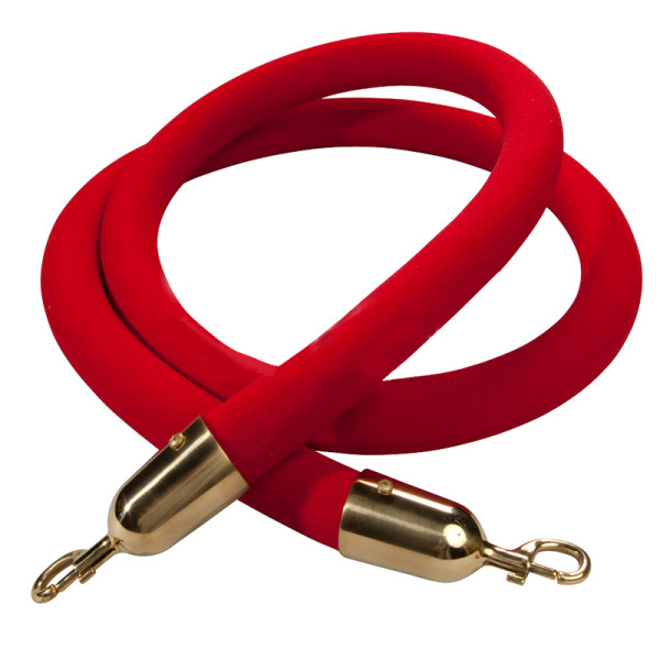 1.5m Red Velvet Crowd Control Rope - Gold End