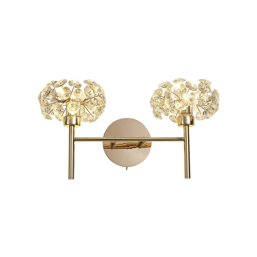 Luxuria Paramount 2 Light G9 Switched Wall Light With French Gold And Crystal Shade