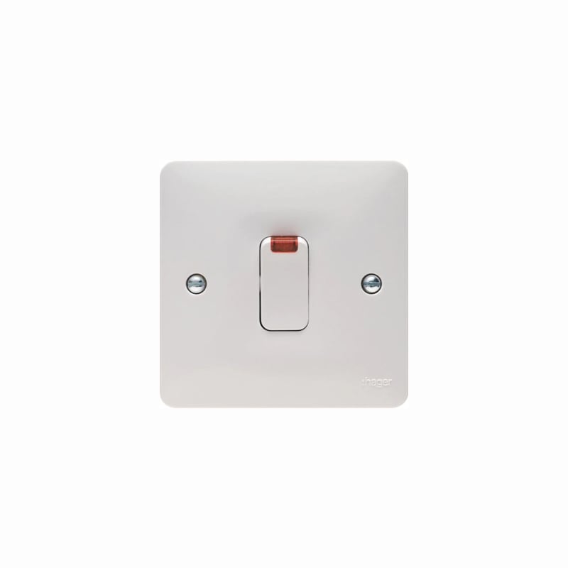 Hager Sollysta 20A Double Pole Switch With LED Indicator