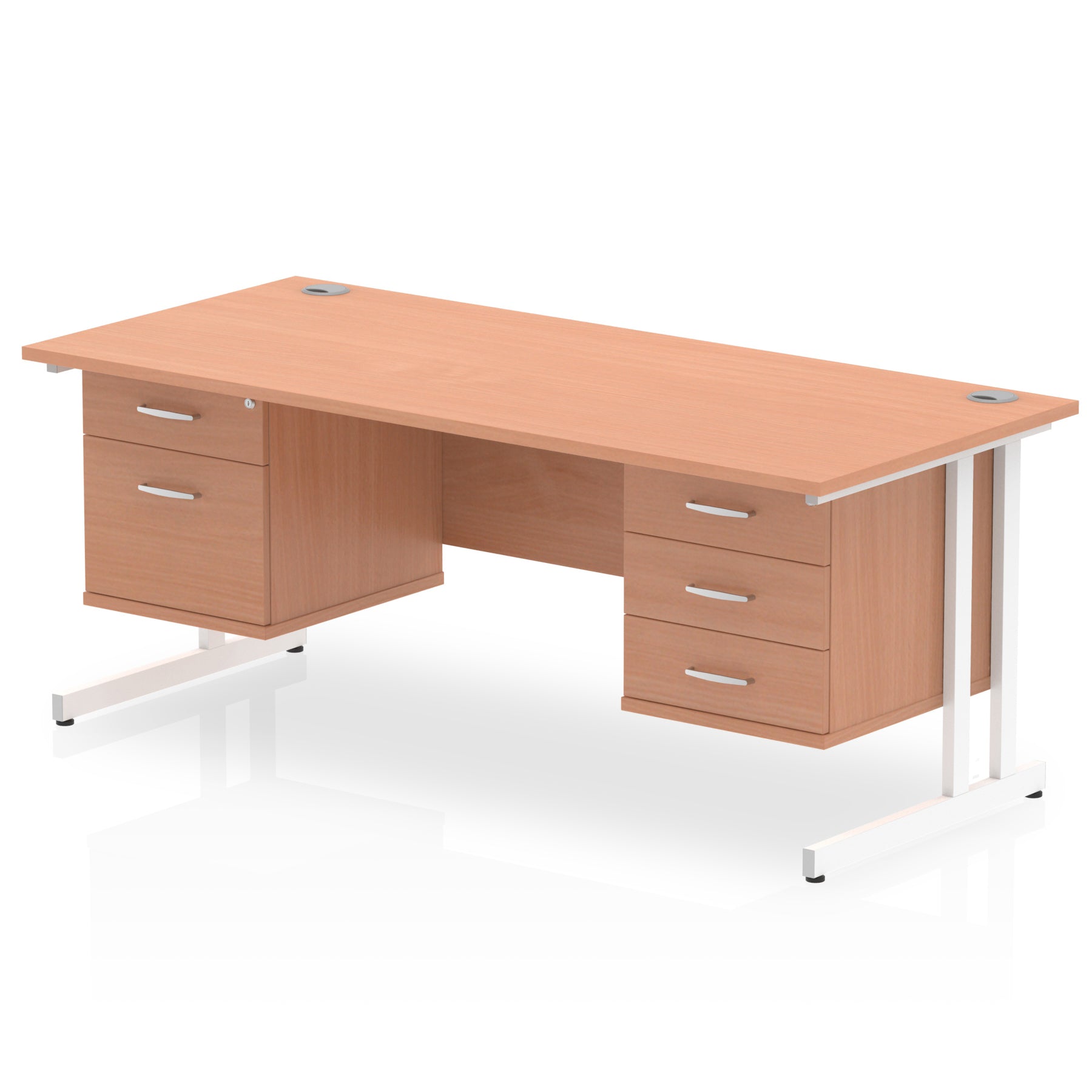 Specialising In Impulse Cantilever Straight Desk With Two Fixed Pedestal - 1800mm - Multiple Colour Options North Yourkshire