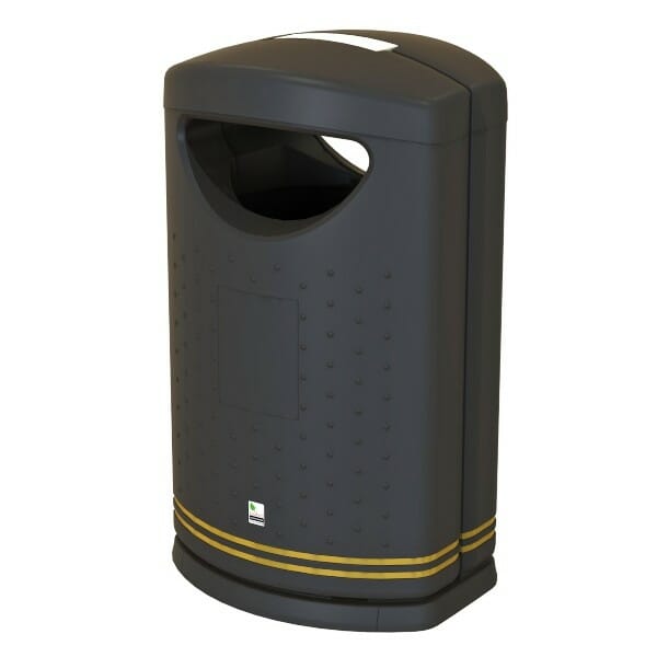 Pioneer Litter Bin - Black with Gold Banding