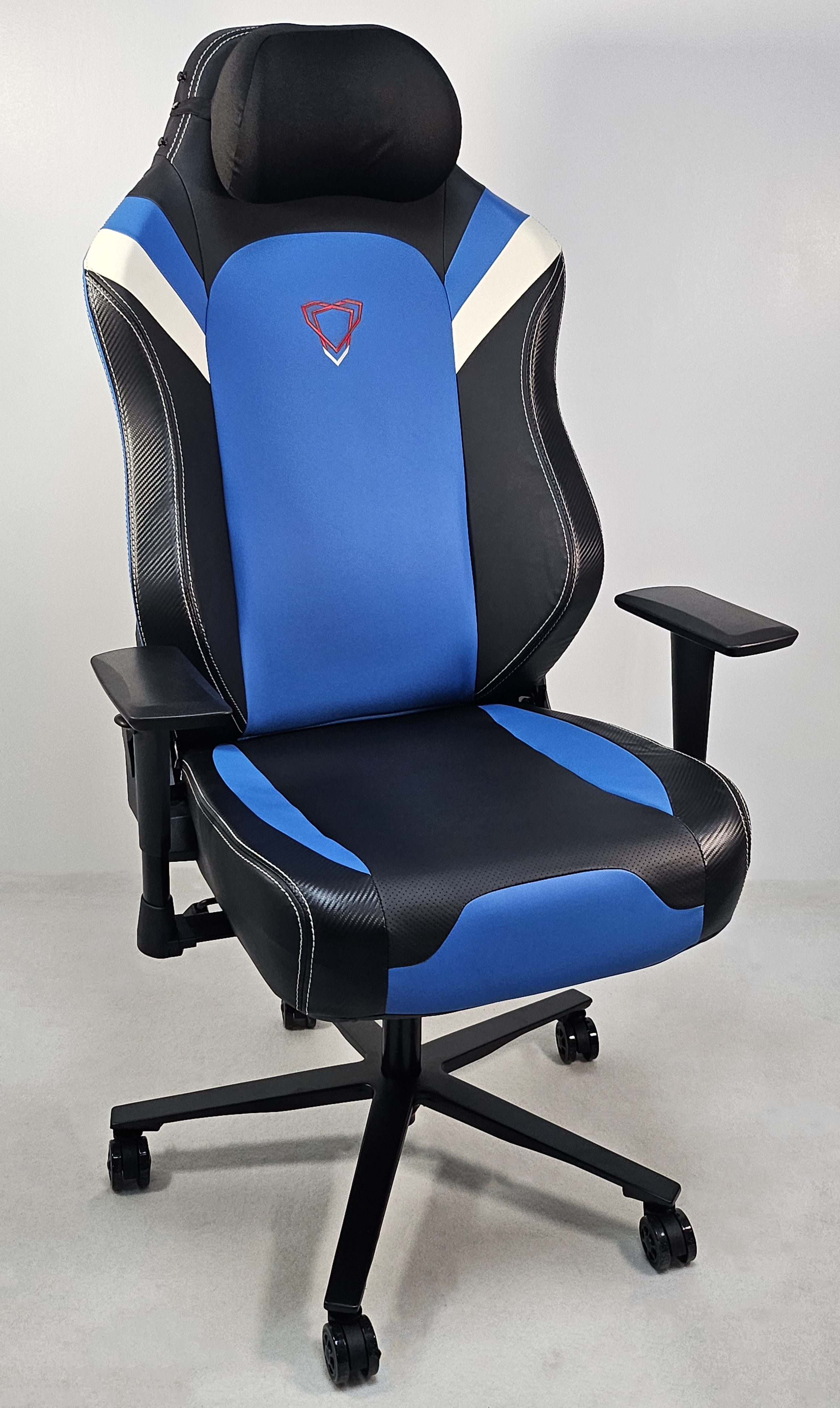Providers Of Reclining Black Leather Executive Gaming Style Office Chair with Blue and White Detailing - F023-89 UK
